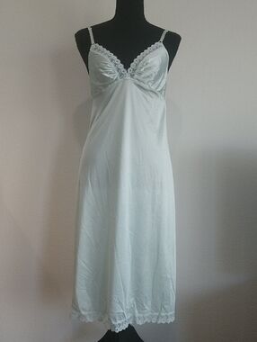 Light Mint Lace-Trim Slip Dress with Adjustable Straps